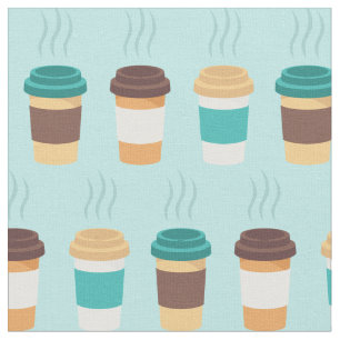 Coffee Cups Barista Cute Cafe Food Beverage Fabric