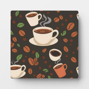 Coffee Cups Beans Morning Pattern Plaque
