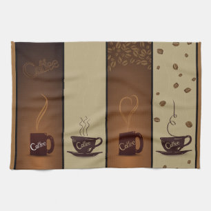 Coffee Cups & Beans Tea Towel