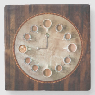 Coffee Cups Clock Stone Coaster