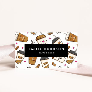 Coffee Cups, Coffee Beans, Barista, Coffee Shop Business Card