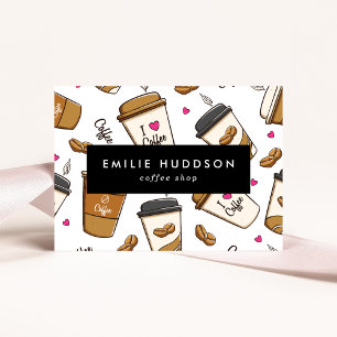 Coffee Cups, Coffee Beans, Barista, Coffee Shop Business Card