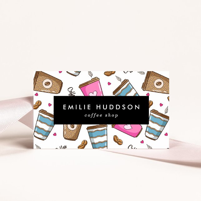 Coffee Cups, Coffee Beans, Barista, Coffee Shop Business Card (Creator Uploaded)