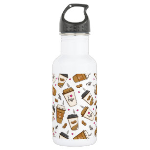 Coffee Cups, Coffee Beans, Coffee Lover, Hearts 532 Ml Water Bottle