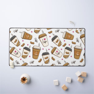 Coffee Cups, Coffee Beans, Coffee Lover, Hearts Desk Mat