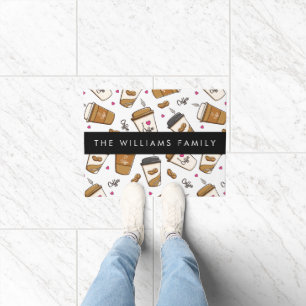 Coffee Cups, Coffee Beans, Coffee Lover, Your Name Doormat