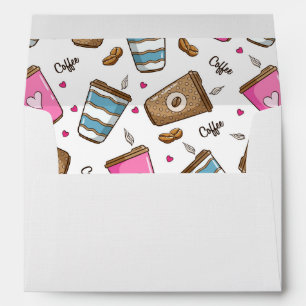 Coffee Cups, Coffee Beans, Hearts, Coffee Lover Envelope