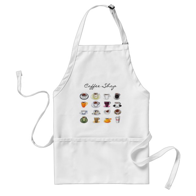 Coffee Cups Customisable Coffee Shop Standard Apron (Front)