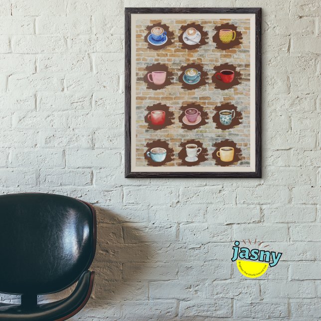 COFFEE CUPS IN 3D BRICK WALL POSTER (Creator Uploaded)