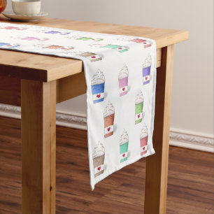Coffee Cups in Full Colours Long Table Runner