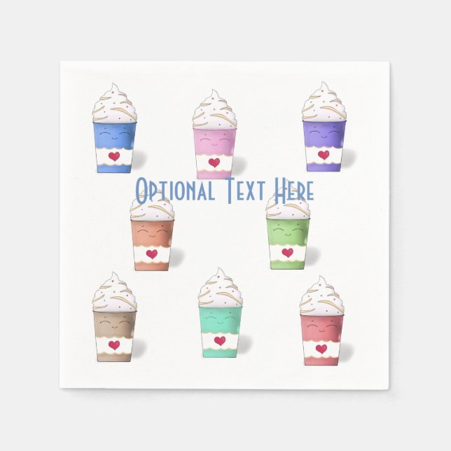 Coffee Cups in Full Colours Napkin (Front)