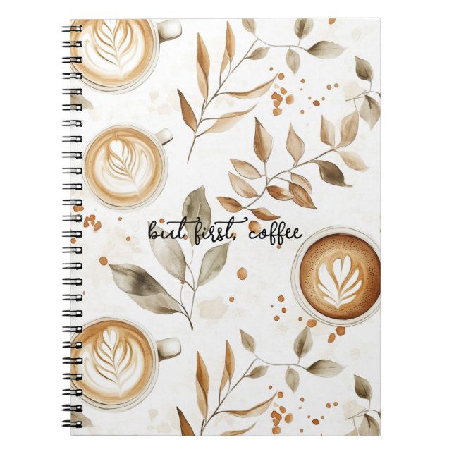 Coffee Cups Leaves Notebook (Front)