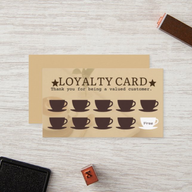 Coffee cups loyalty card (Front/Back In Situ)