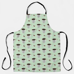 COFFEE CUPS ON MINT GREEN APRON
