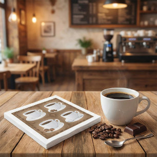 Coffee Cups with Beans and Chocolate Napkin
