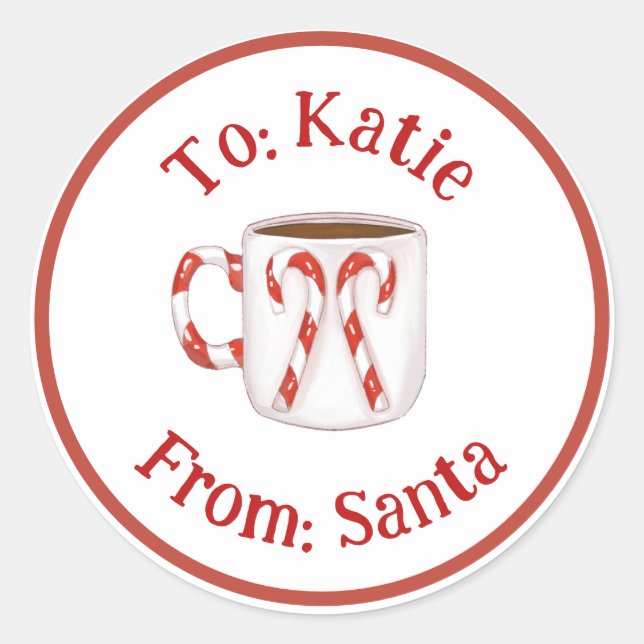 Coffee Date Candy Cane Christmas Custom Gift Tag (Front)