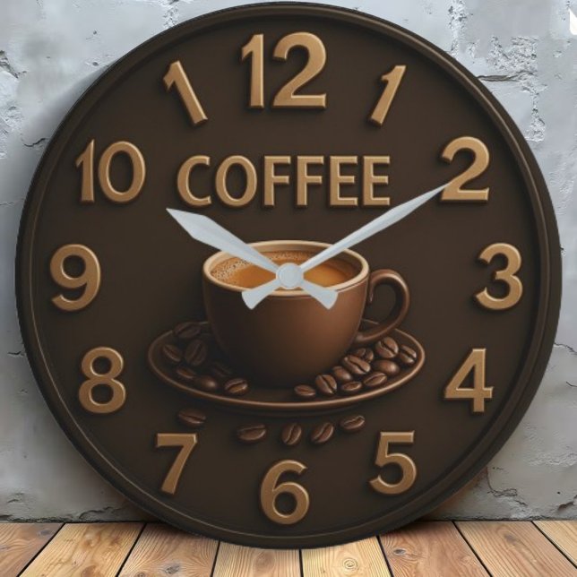 Coffee decor cup bean lover gift kitchen large clock (Creator Uploaded)