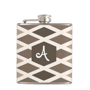 Coffee Diamond Ombre Monogram Hip Flask