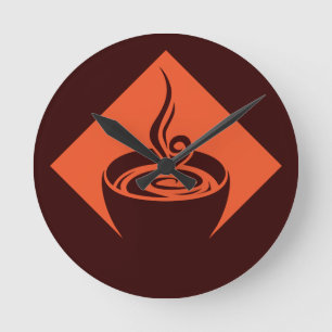 coffee diamond round clock