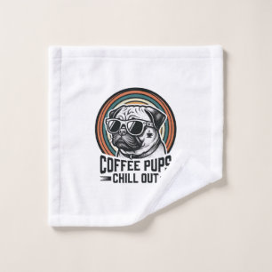 Coffee Dog Shirt Retro Chill Pug Graphic_1 Wash Cloth