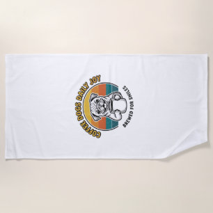Coffee Dog Shirt Vintage Engraved Pup Mug Design_1 Beach Towel