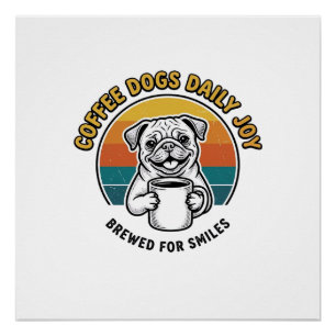 Coffee Dog Shirt Vintage Engraved Pup Mug Design_1 Poster