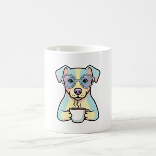 Coffee Dog with Glasses – Cute Whimsical Illustrat Coffee Mug