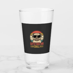 Coffee Dogs and Chill Retro Pug Glass