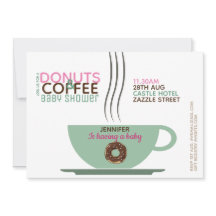 COFFEE DONUTS Baby Shower Invitation Pink Turq