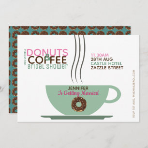 COFFEE DONUTS Bridal Shower Invitation Pink Turq
