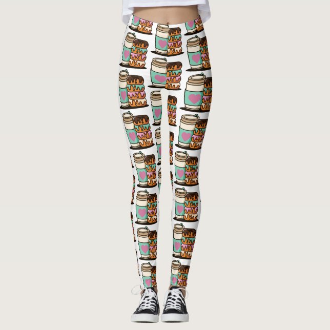coffee doughnut lover leggings (Front)