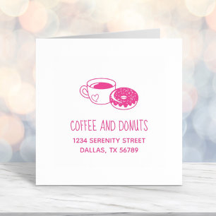 Coffee Doughnuts Shop Business Address Self-inking Stamp