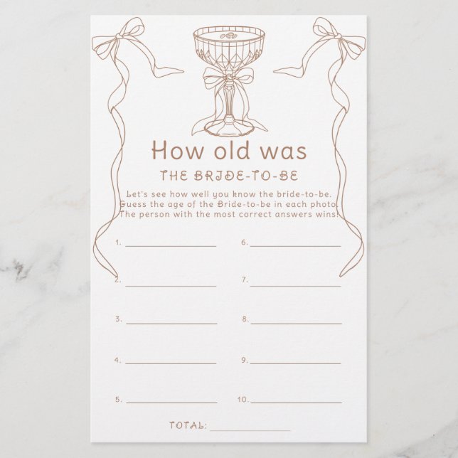 Coffee drawn - How old was the bride to be game (Front)