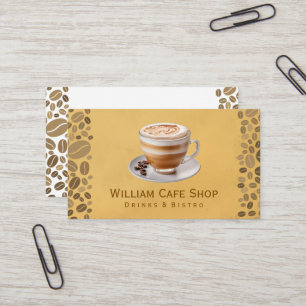 Coffee Drink in a Cup and Beans Business Card