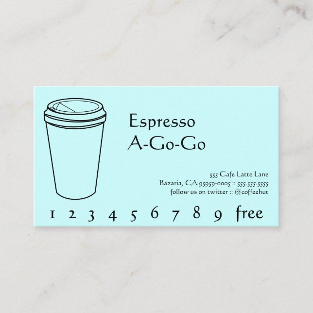 Coffee Drink Punch / Loyalty Card (Front)