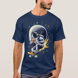Coffee Drinking Astronaut On A Skateboard Space Mo T-Shirt