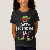 Coffee Drinking Christmas Elf Matching Pajama X-Ma