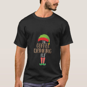Coffee Drinking Elf Matching Family Group Christma T-Shirt