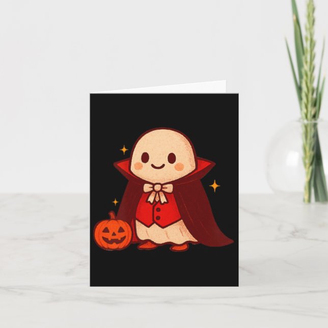Coffee Drinking Skeleton Pumpkin Halloween Costume Card (Front)