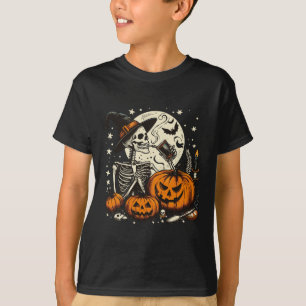 Coffee Drinking Skeleton Pumpkin Halloween Costume T-Shirt