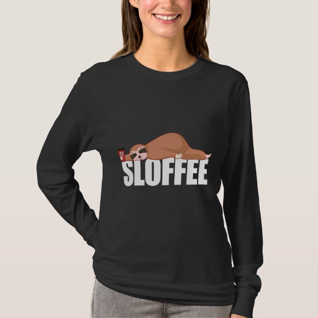 Coffee Drinking Sloth Sloffee T-Shirt (Front)