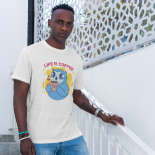 Coffee Drinking Sloth   T-Shirt