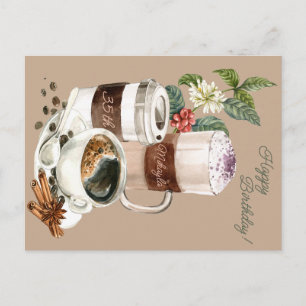 Coffee Drinks, Happy Birthday, Celebration  Postcard