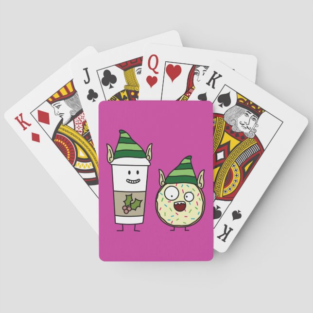 Coffee Elf  and Crazy Doughnut Elf Playing Cards (Back)