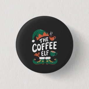 Coffee Elf Christmas Funny Caffeine Xmas Lovers 3 Cm Round Badge