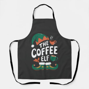 Coffee Elf Christmas Funny Caffeine Xmas Lovers   Apron