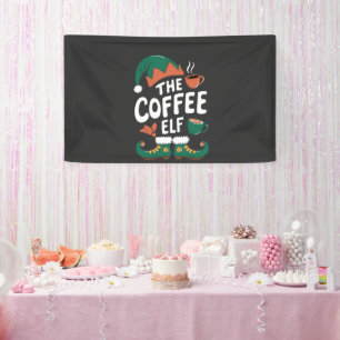 Coffee Elf Christmas Funny Caffeine Xmas Lovers Banner