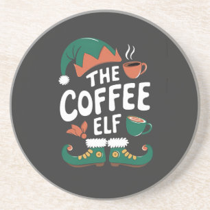 Coffee Elf Christmas Funny Caffeine Xmas Lovers Coaster