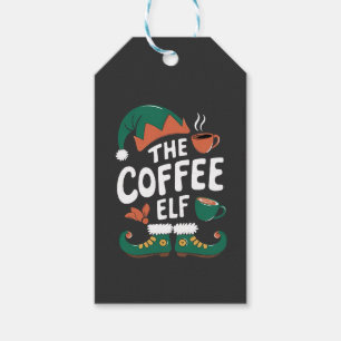 Coffee Elf Christmas Funny Caffeine Xmas Lovers Gift Tags