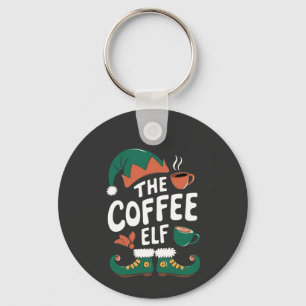 Coffee Elf Christmas Funny Caffeine Xmas Lovers Key Ring